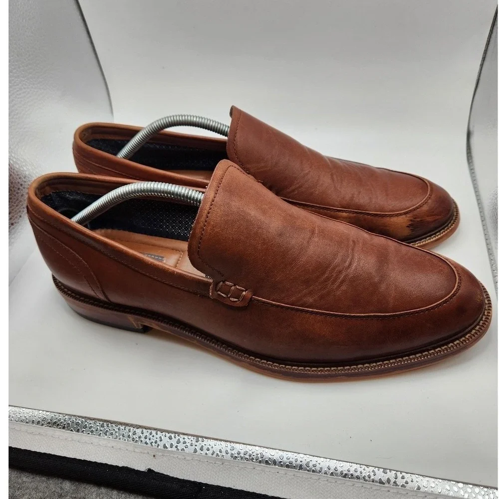 Aston Grey Shoes Mens Size 11.5 Brown Leather Slip‎ On Oxford Dress Formal